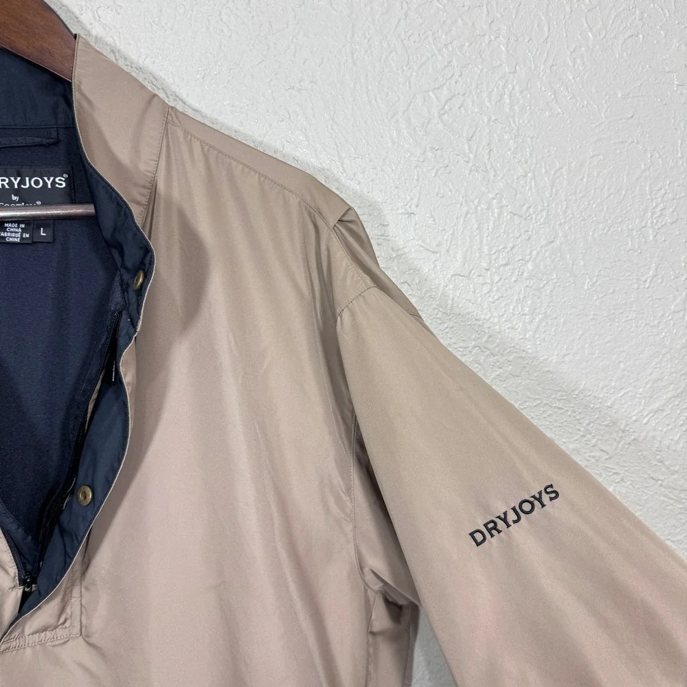 FootJoy‎ Pullover Jacket Mens L DryJoys Tan Short Sleeve Golf Windbreaker Coat